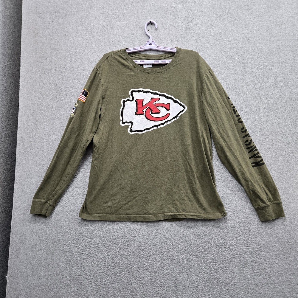 Kansas City Chiefs Men Shirt L Green Nike Salute To Service Long Sleeve